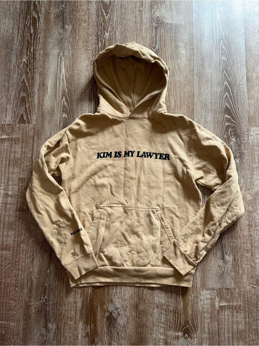 Talentless KIM IS MY LAWYER Graphic Hoodie in Tan
